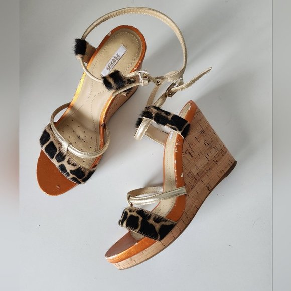 Leopard Print Wedge Sandals - Picture 1 of 5